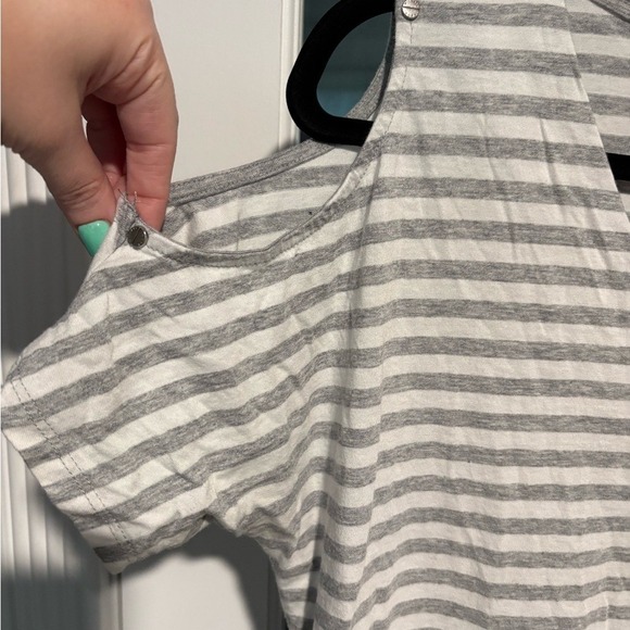 Michael Kors Gray White Short Sleeve Cutout Tee - Picture 5 of 5